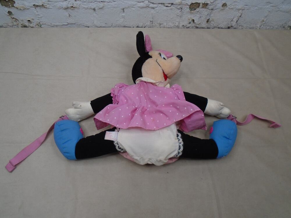 Vintage Minnie Mouse Mickey's Pals Plush Doll Pink Backpack Dover Handbag Purse
